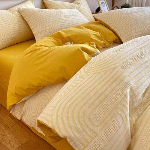 单全棉三层纱四件套a类母婴级单纯棉UDF床被简约双人床上用套品4