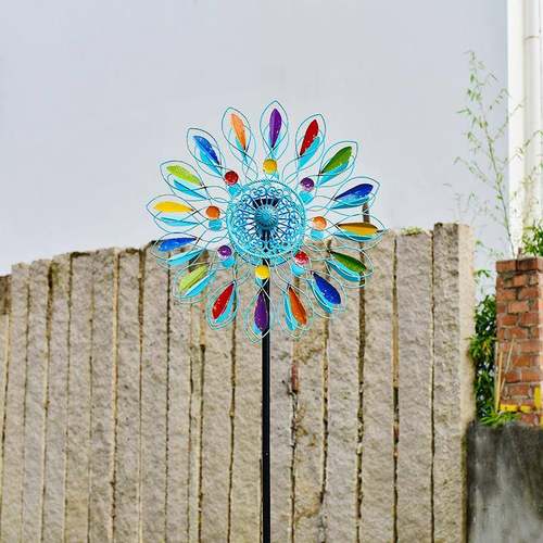 户外太能带灯艺装彩色旋转风铁车风阳景区花园庭院景观饰风QOS车