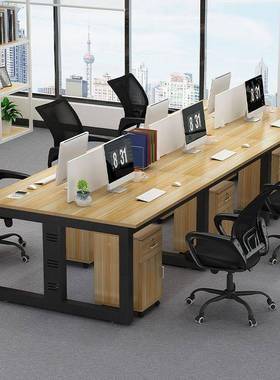 简约员工办桌公职员工位桌电脑桌2椅组合/4/6人板位屏风挡95826卡