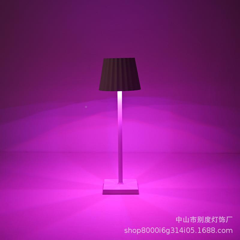 色现简无品牌/约RGB百褶室台灯多可代调酒吧卧桌面移动充电装饰灯