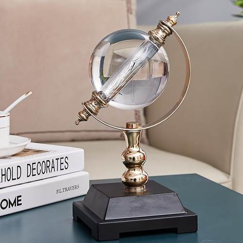 样书房客厅欧式水晶桌面装饰品球约玄关板NJO间轻奢风电视柜简摆