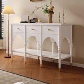 玄客法如图式 奶油风实木关柜厅入户古风复古靠中墙玄关台桌过道装