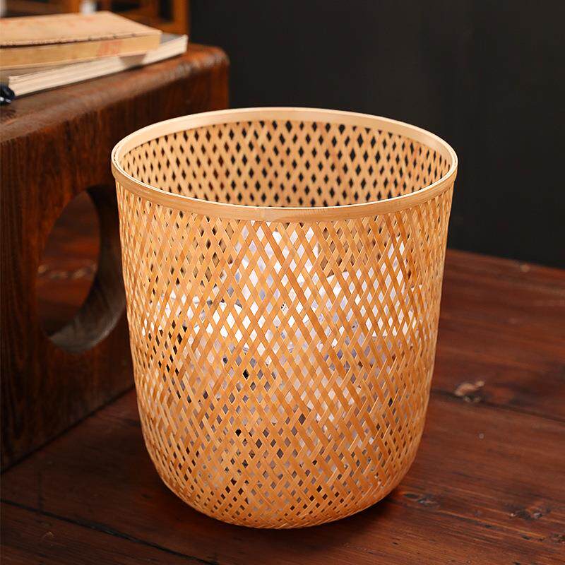 竹编纸篓垃圾桶书房家用复中式插花意thlofgfg古纳创简约书画竹编