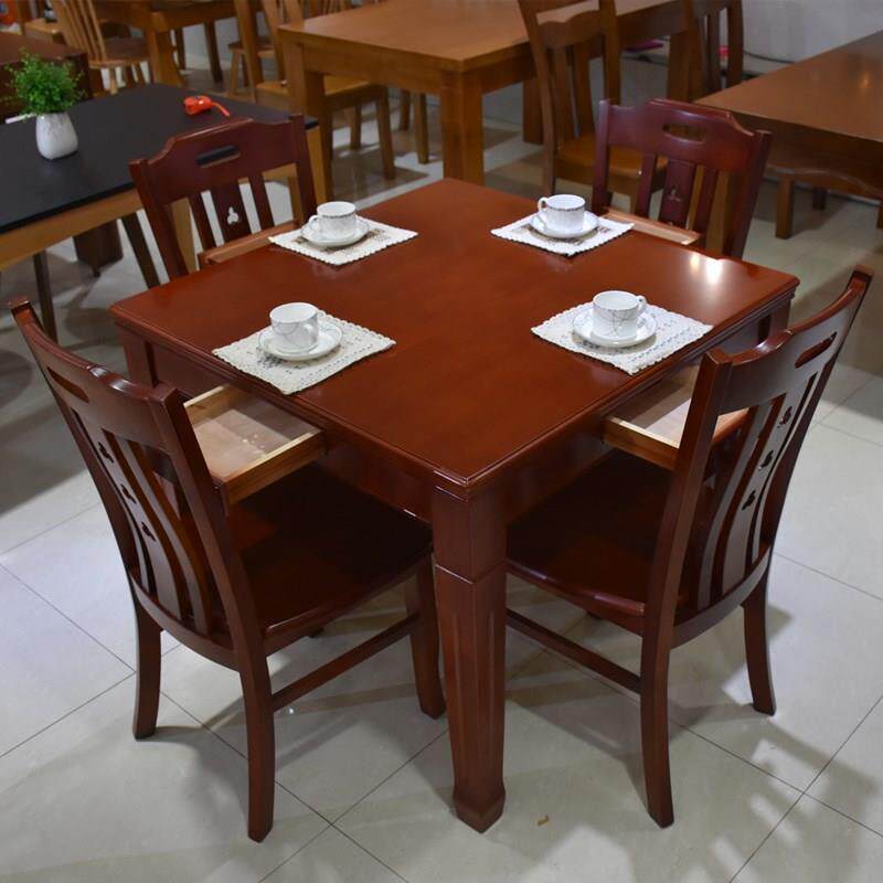 A全实木餐桌1米桌无品牌/小户型0四方桌家用吃饭椅组合正牌方形橡