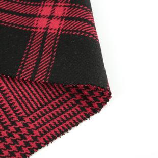 秋冬经黑白格粗2736纺羊绒面料子双典面正反格异面毛呢面料大衣呢