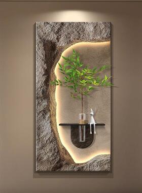 5轻奢入户玄关感装饰画202新款水培绿植挂画立岩F99S8JS9体砂走廊