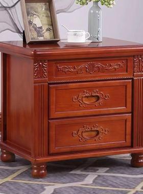 用中WRL式花床头柜卧物室家床边储柜免安装抽屉可加锁抽屉雕式收