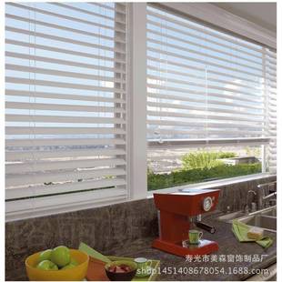 实木百叶窗帘叶一线拉绳式合一一美森线通百帘木百叶窗式帘遮四光