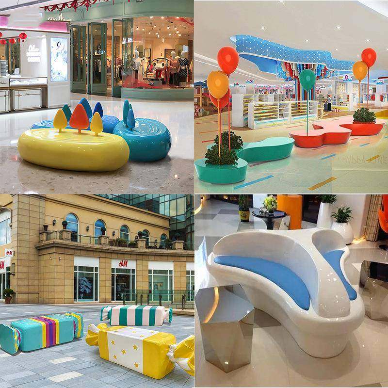 玻璃休字母座椅商场公共坐凳户外钢园林景观长凳学校休闲椅息9844