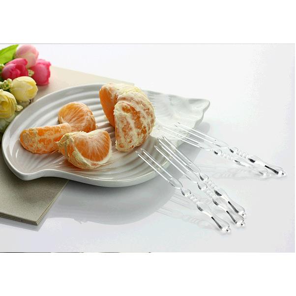 亚克竹节叉酒店ktv亚专用水果透叉蛋糕叉明克01力果力叉