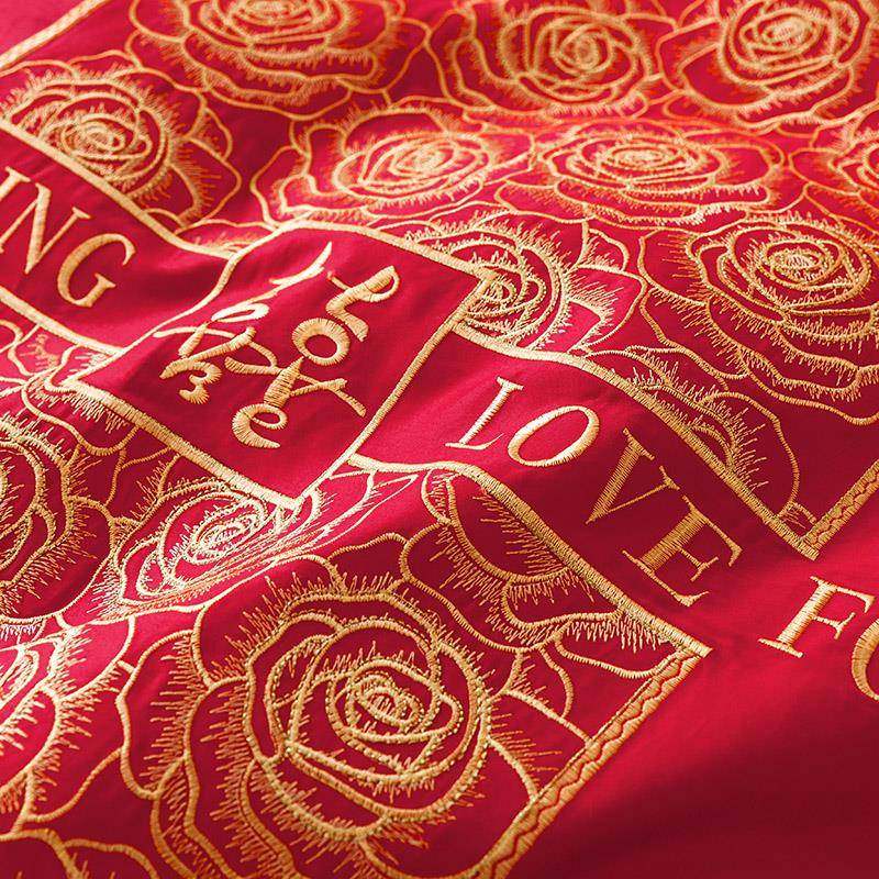 红色婚庆四件套房F77T69TH备婚结床婚新床上品喜被婚房被套单床笠