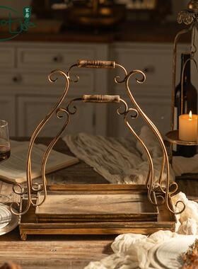 美式乡村复古民铁摆艺件可壁挂宿装饰花篮工业风金属工A2847艺托