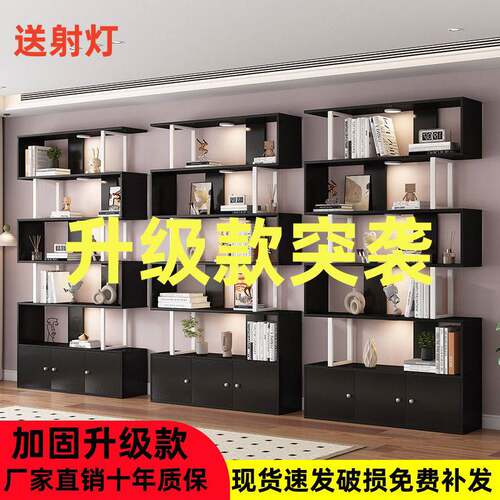 书架落地置物架书柜客厅儿童铁艺简易隔断储物柜创意简约现代落地