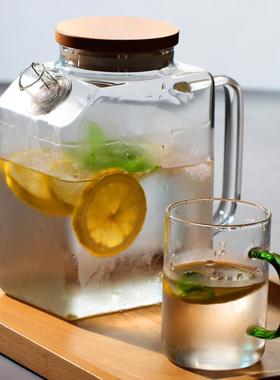 耐高温玻璃冰箱冷壶水壶冷藏家用大容量开凉水高hzls1700颜璃值玻