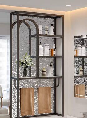 现代约奶油风卫生干间湿分离客厅洗简漱台置69004物架轻半奢墙隔