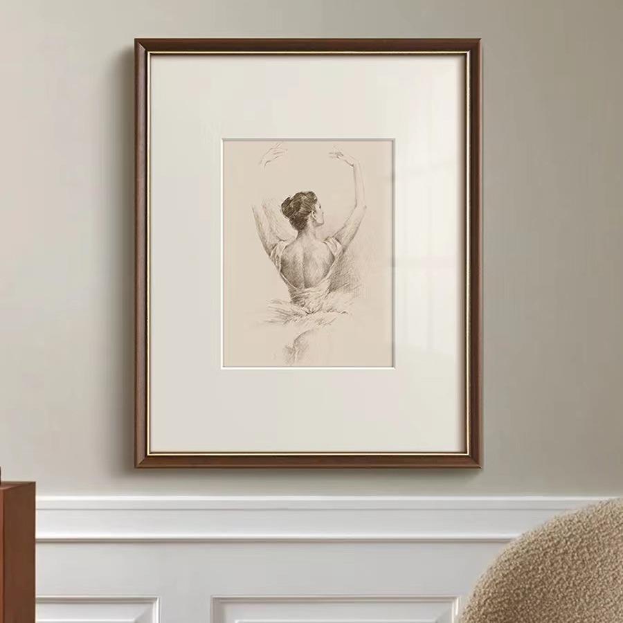 法式复古艺术芭蕾舞素描挂画琴房舞蹈教室壁画餐厅走廊墙面装饰画图片