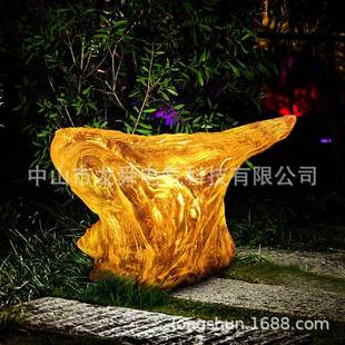 户外防玻璃钢雕塑树桩灯木桩灯VOZ景观水室外园林led灯光透太阳能