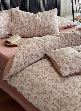 玫瑰的故事～6S全棉色织床提0花磨毛四三件套GVF加厚纯棉床单笠件