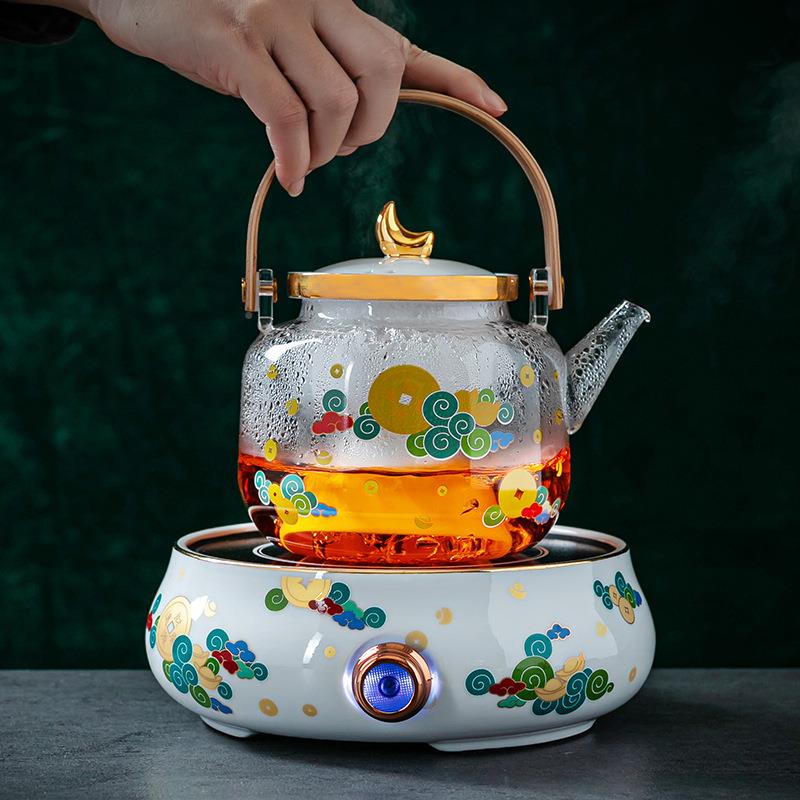 1高电陶炉套装煮茶器蒸容汽煮茶壶玻璃大量两用家用烧水泡茶壶耐