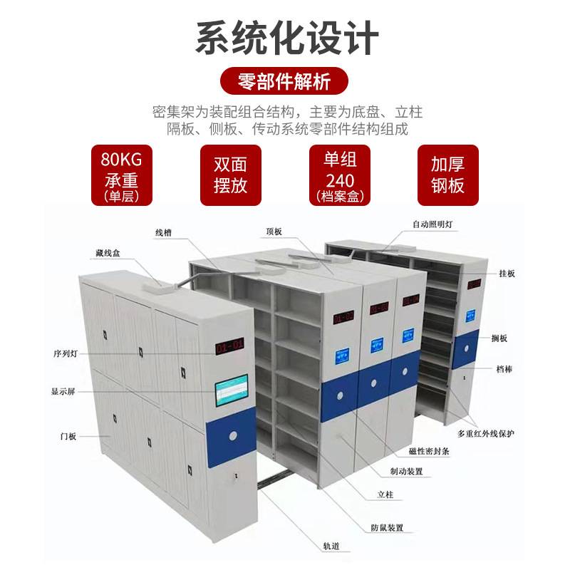 智能密集架档案室电动手摇式移动档案柜资料凭证文件柜密集柜厂家