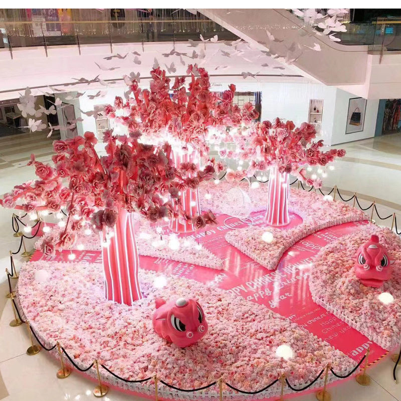 商场大型装饰仿真花场地布置巨型美陈手工泡沫花橱窗美陈装饰花