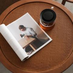 波西米亚美式复古实木茶41067几子天藤边然编沙发几阳台圆桌民宿