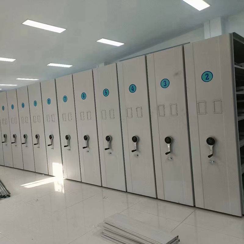手摇档案密集柜钢制存储柜移动资料架档案室管理系统手动密集架