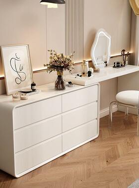 30c梳m化妆台奶VRK油风实木卧室台斗柜大量妆可伸缩化容妆桌多功