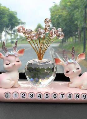 神汽车载摆件一路女平安ZJN鹿车可爱网红中控台车载款车内装饰品