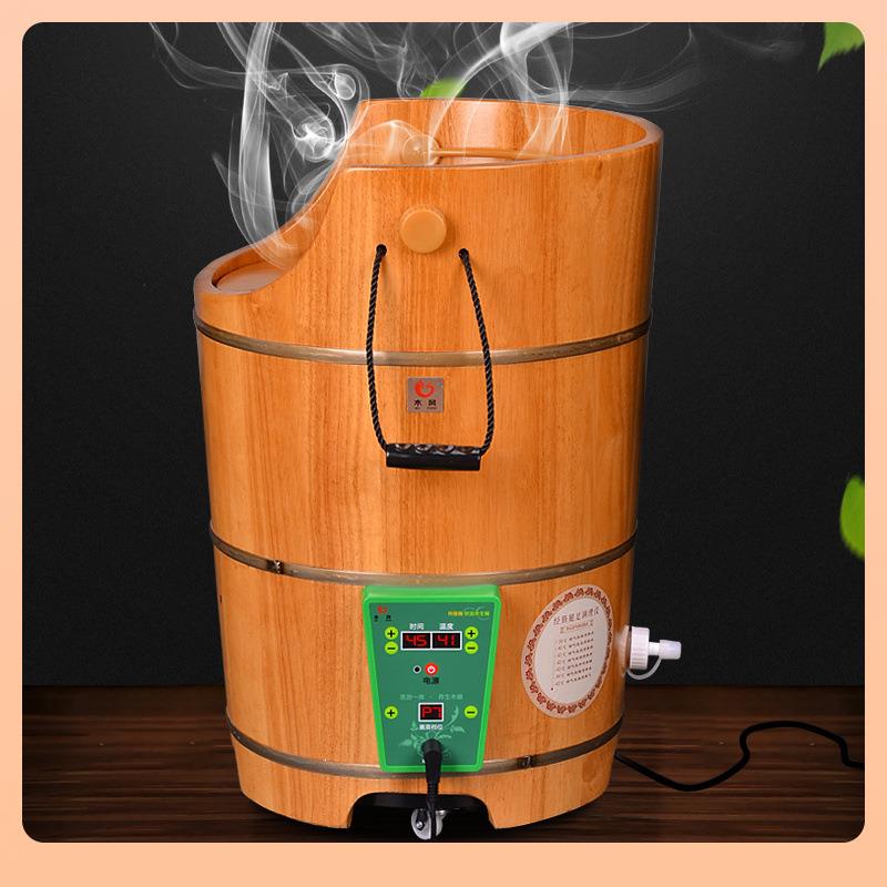 ?木风高加热熏蒸木泡脚深桶F7T5M5J7过膝盖恒温桶木质盆家桶用足
