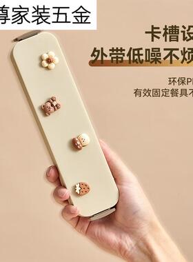 筷子勺子装一人食餐具外便携套三带套学生餐77678具件收纳盒米色