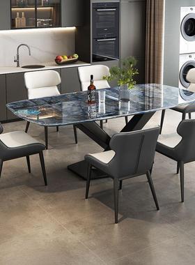 椅轻奢微晶石餐桌小户又脚饭桌形长方型家FPN用餐厅餐桌组合