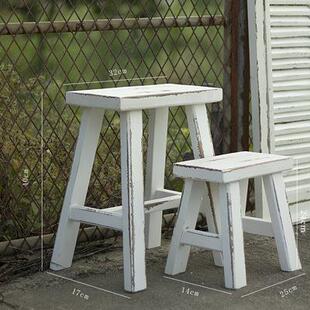 美旧实木矮凳子手工式凳子花做木园杂货摄影537道具复古小花架