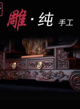 老示挝大红酸枝博古架雕多宝阁实木中65194式客厅摆展架花茶件具