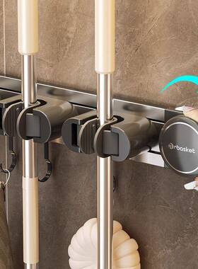 G5U吸盘壁挂拖把KII夹家用收浴室阳置物挂架免打孔扫把钩卫生间台