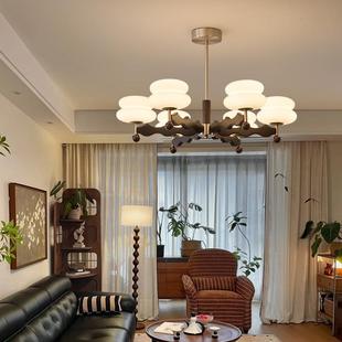 式中古风实木玻法璃客吊灯厅美式复古简约室时尚大气426护眼餐厅