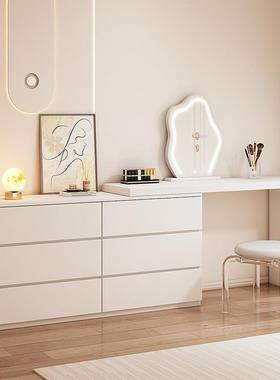 实木梳台斗柜一体室约现代收简纳卧妆柜床80159尾伸缩化妆桌