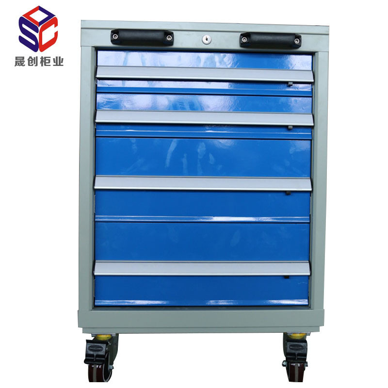 现货四抽屉移动工具车 工厂车间专用带挂板零件工具柜