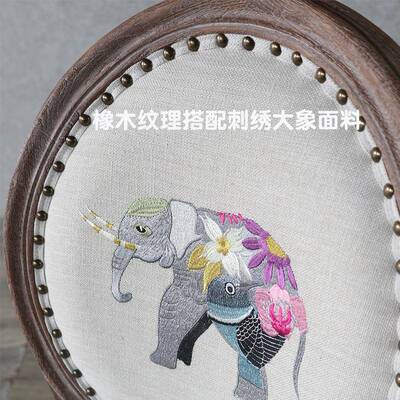 L吧7美式餐木椅复古实橡木家用影楼酒厅民PSK宿别墅做旧法式扶餐
