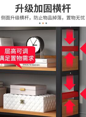 书架置物架地书厅柜33822铁艺钢收木货架储物架多层简易纳落客家