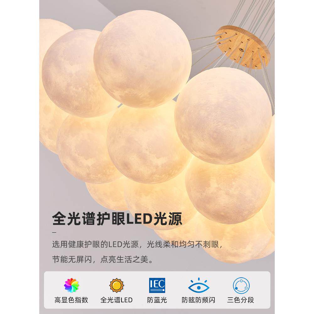 网红星现球客厅泡吊灯泡中山灯具代简约无品牌/法式奶油卧室风主