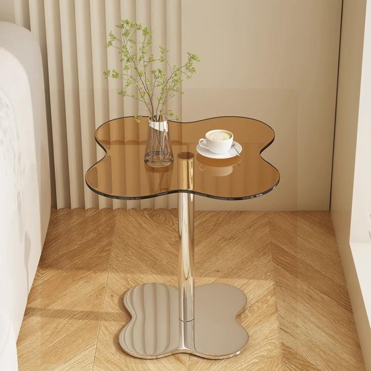 云朵边几网红中古创MPO小意奶油风设计感客发床厅沙头不锈钢玻璃