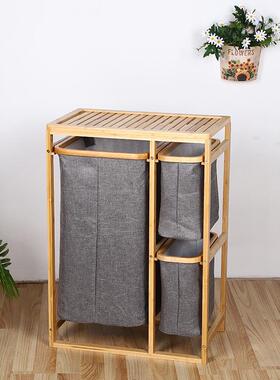 竹木制架收纳架简约分衣类楠脏衣篮浴室收纳布艺多MVO格脏收纳整