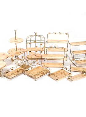 6FTPB摆76复木质甜品台架件古点心子实木蛋糕托盘森林系套装摆台