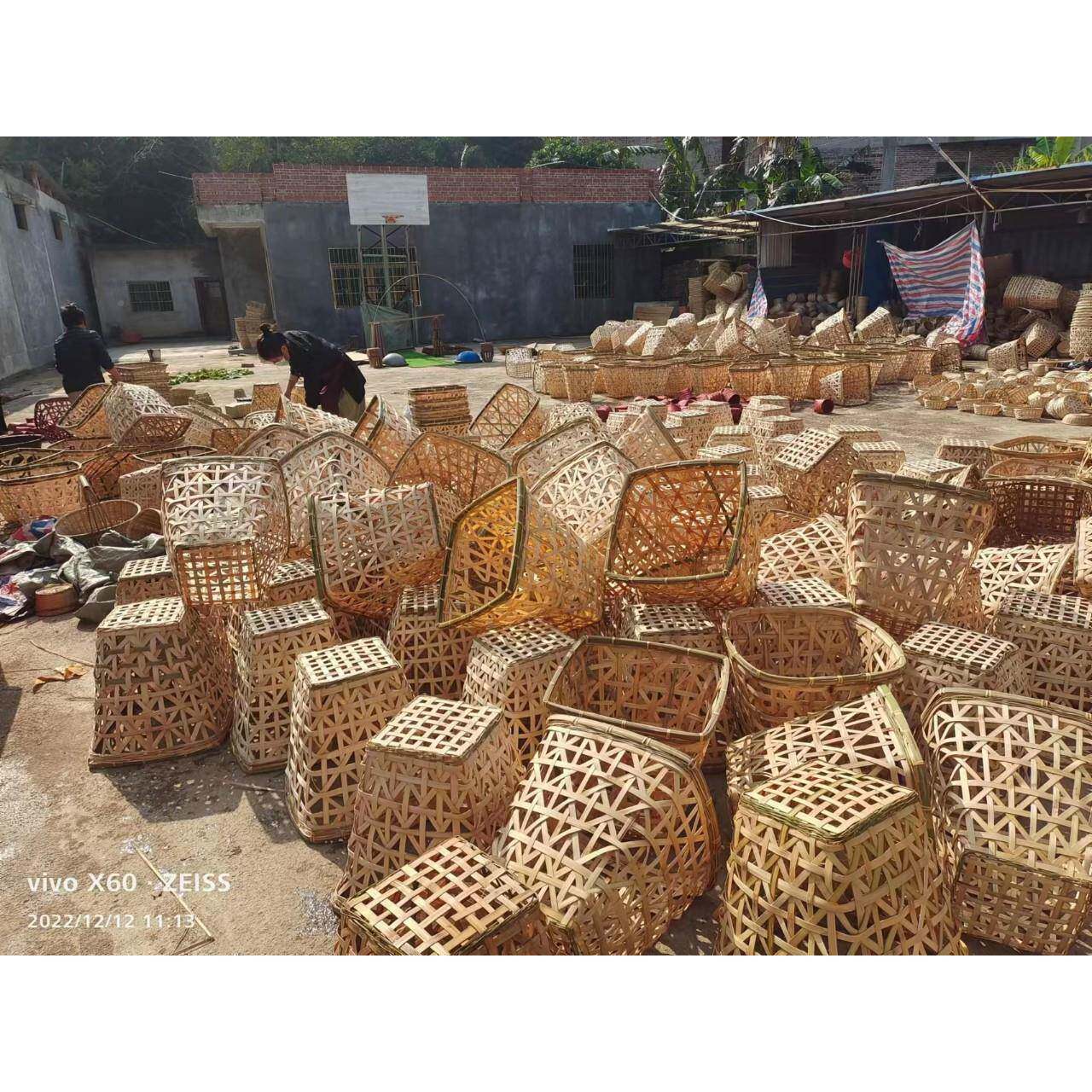 竹制竹品竹编JDN收筐篮子插杂花篮子方形物筐纳工艺品竹箩