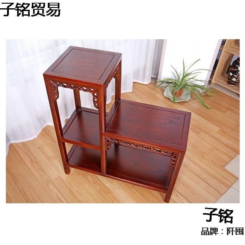 木花架客厅室内榆无品牌/木鱼缸架中式实高低层置物仿架古多花架
