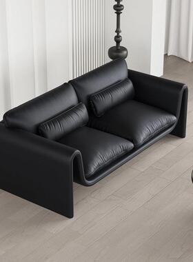 式沙发小型客厅简易双奢人轻网HHX红户三人单人黑色皮艺意极简组