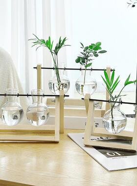 试管花瓶红座木架绿35162水底培植萝物花盆容器摆件办网公室客厅