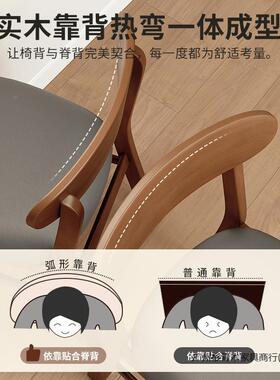 实木OOF椅子餐椅凳家用桌椅简餐约软包靠背椅复古椅中式茶桌休闲