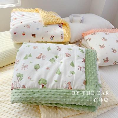 加厚毯夹棉宝F768HMS9宝豆豆毯双沙层纱布A儿类小被子童毯子毛毯